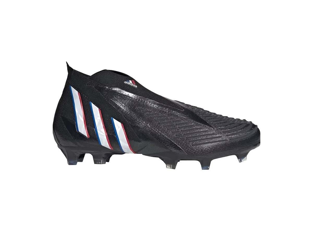 adidas Predator Edge+ from 2022, laceless, in black with white, red and blue Three Stripes