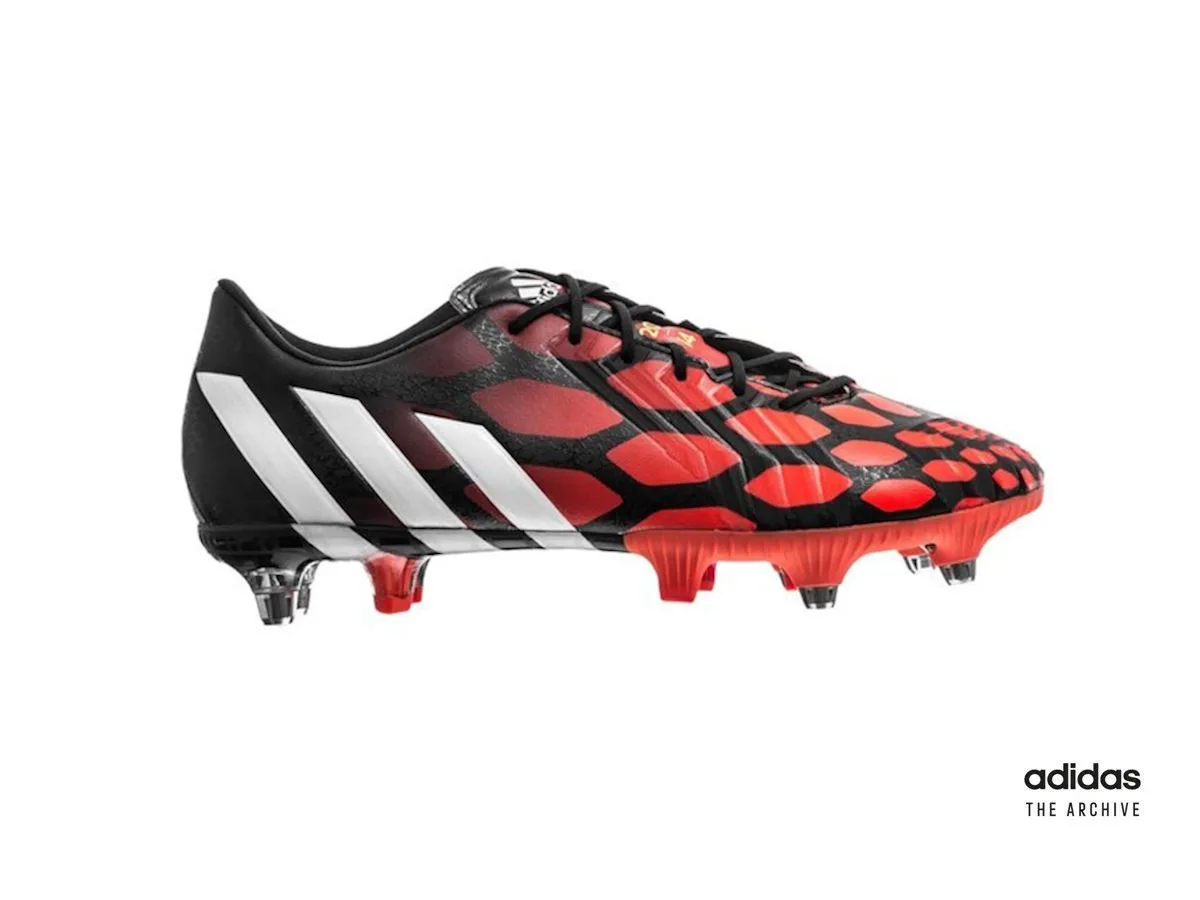 adidas Predator Instinct from 2014 in black and red with a hexagonal pattern across the upper
