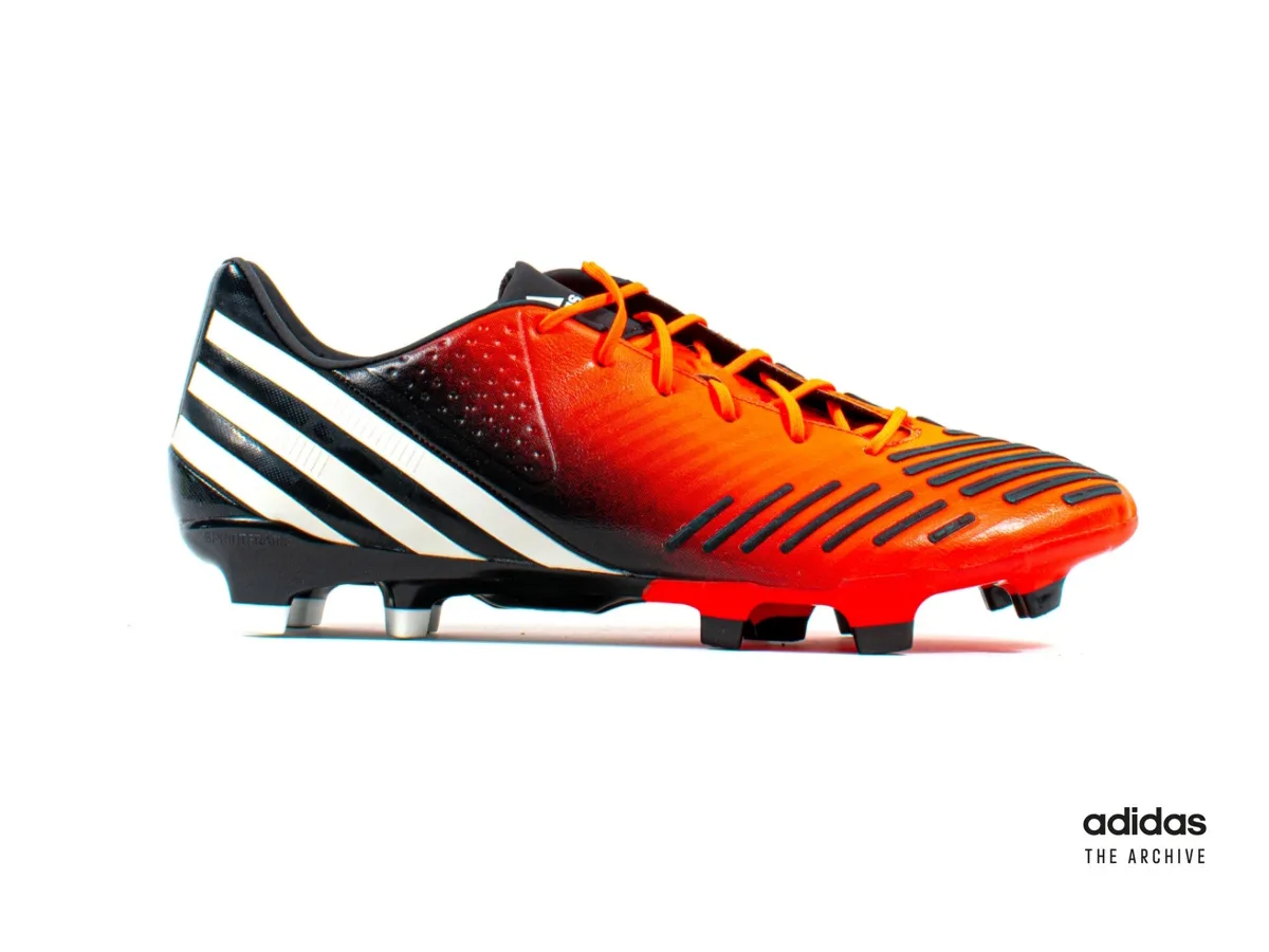 adidas Predator LZ from 2012 in orange and black with rubber ridges across the forefoot