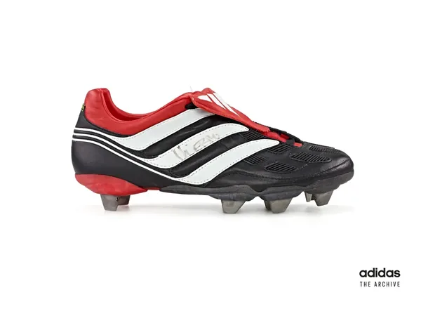 adidas Predator Precision from 2000 in black, white and red with wavy Three Stripes and red fold-over tongue